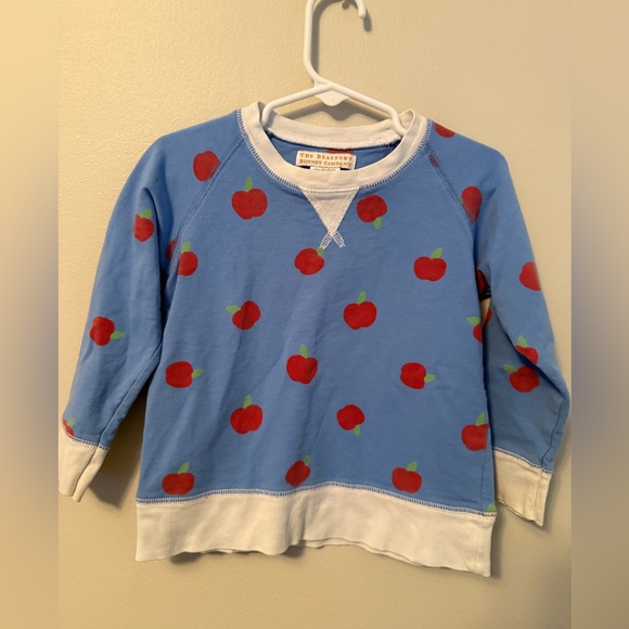The Beaufort Bonnet Company Other - The Beaufort Bonnet Company Blue and Red Apple Print Crewneck